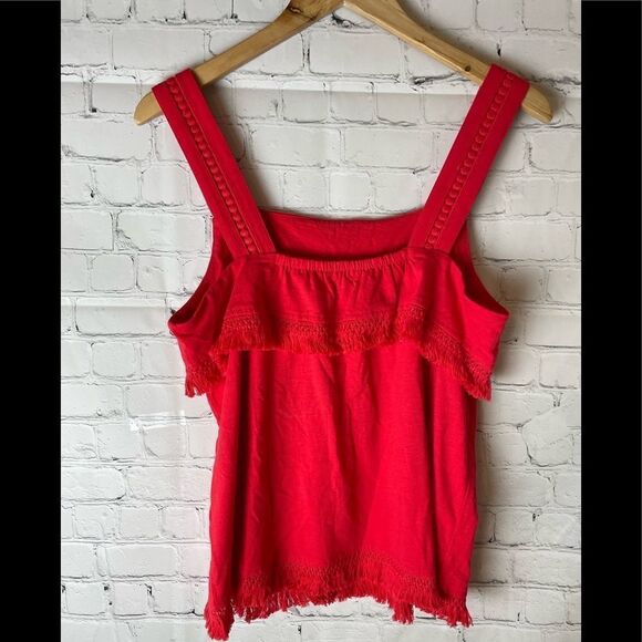 J.Crew Womens Size Small Fringe Knit Tank Top Red Sleeveless 100% Cotton - Picture 11 of 14